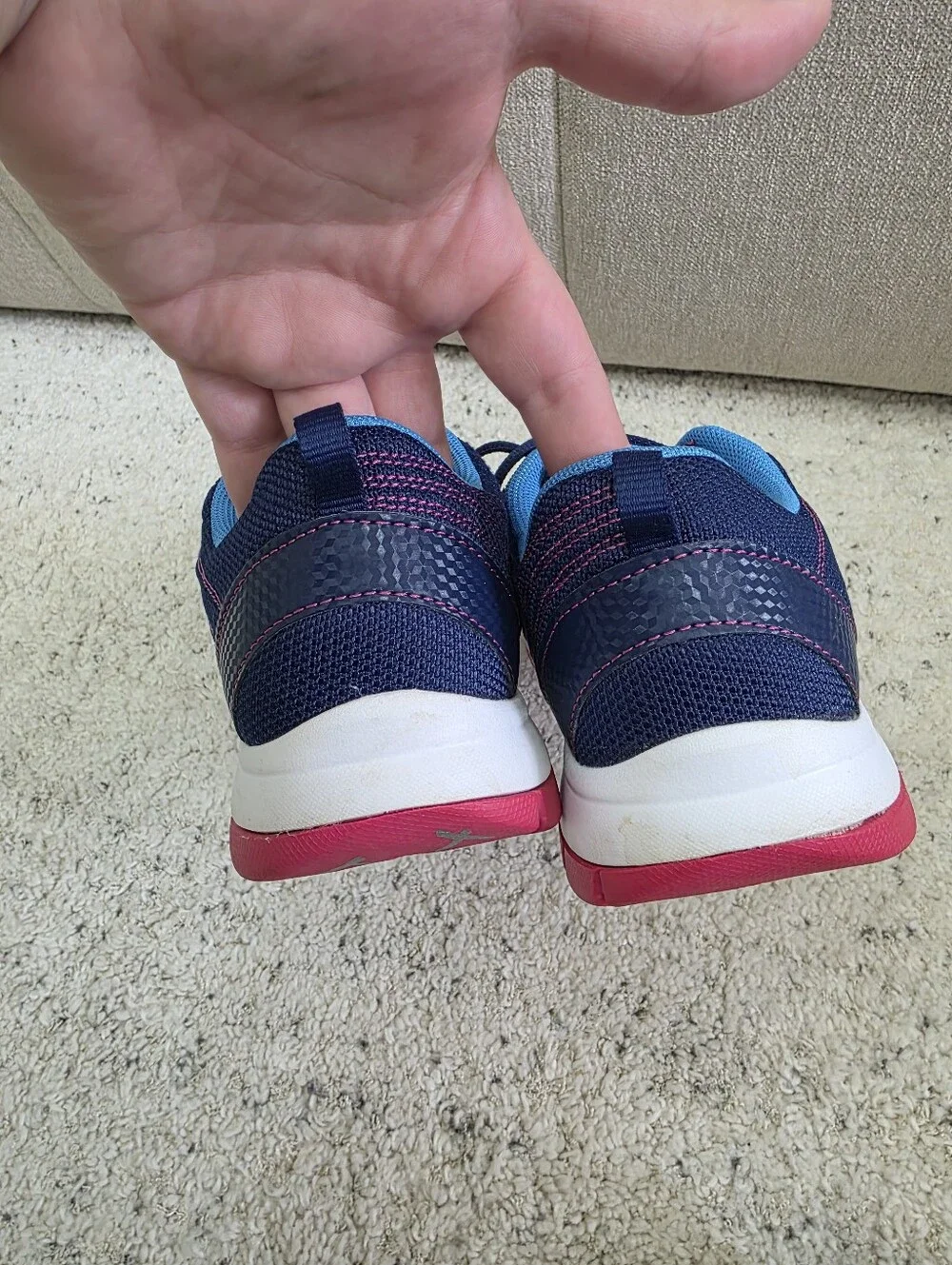 Women’s Ryka Size 12 Navy Athletic Sneakers with Pink Stitching and Aqua Lining